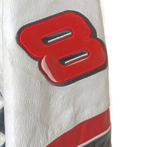 Dale Earnhardt Jr Bomber Jacket Mens 3XL Leather Embroidered Nascar Bud Beer Vtg - Picture 3 of 10